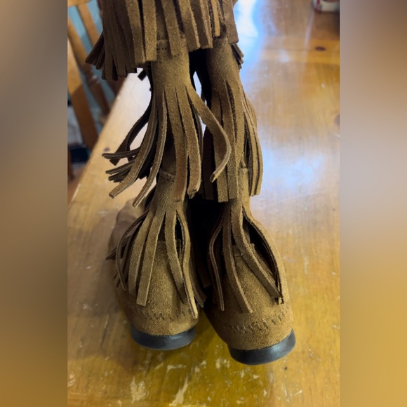 Min neto la Layer Fringed Leather Stitched Moccasin Pool no Boots Size 8 - Picture 7 of 13